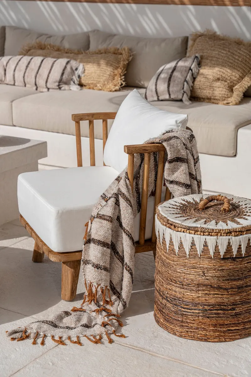 The s'il vous Plaid Baumwollplaid von Bazar Bizar, Größe 130 × 170 cm, Bohemian-Weiß, Ansicht 3