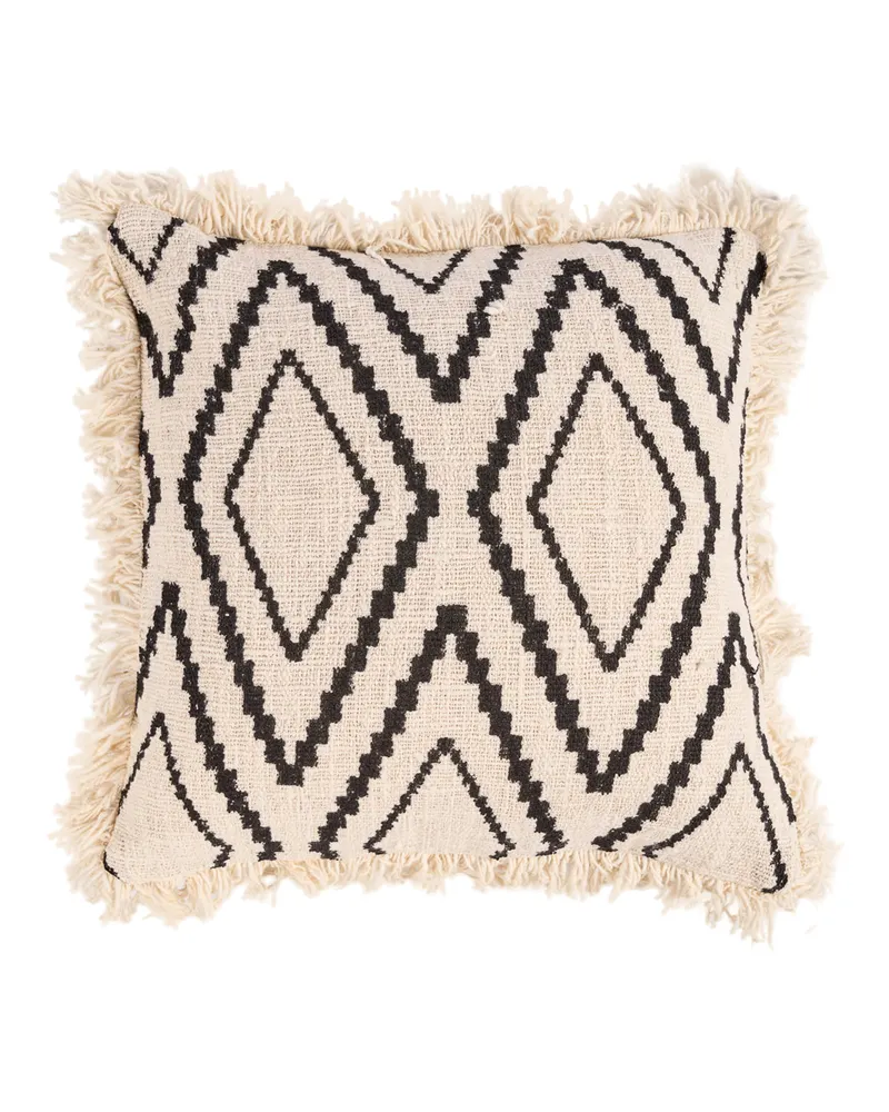 The Sahara Diamond Cushion Cover Kissenbezug aus Baumwolle, Natur / Schwarz