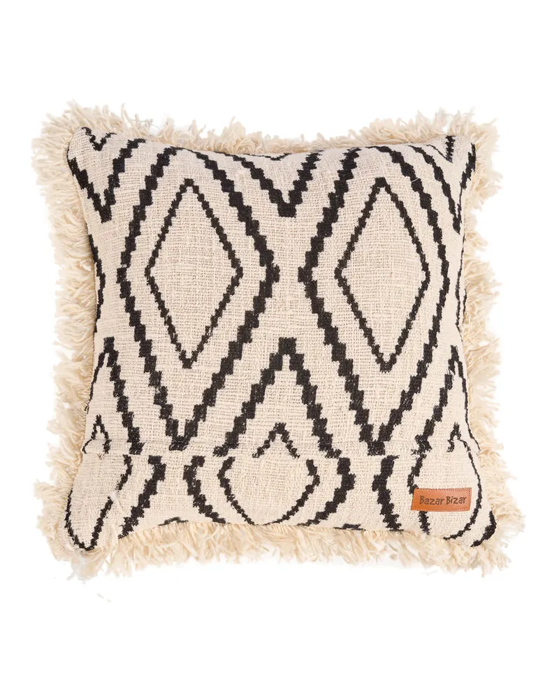 The Sahara Diamond Cushion Cover Kissenbezug aus Baumwolle von Bazar Bizar, Größe 50 × 50 cm, Natur / Schwarz, Ansicht 11
