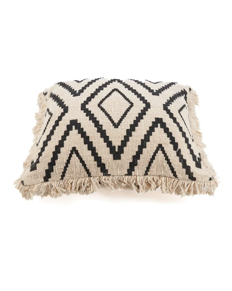 The Sahara Diamond Cushion Cover Kissenbezug aus Baumwolle von Bazar Bizar, Größe 50 × 50 cm, Natur / Schwarz, Ansicht 6