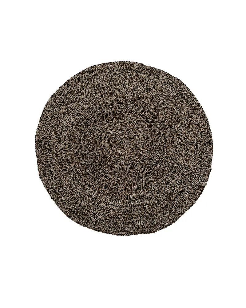 Runder Teppich Seagrass Carpet, 100 oder 150 cm von Bazar Bizar, Größe Ø 150 cm, Natur / Schwarz, Ansicht 1