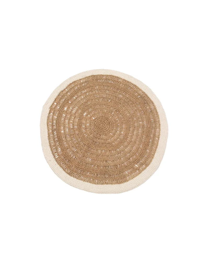 The Seagrass & Cotton Round Carpet runder Teppich von Bazar Bizar, Größe Ø 100 cm, Natur / Weiß, Ansicht 1