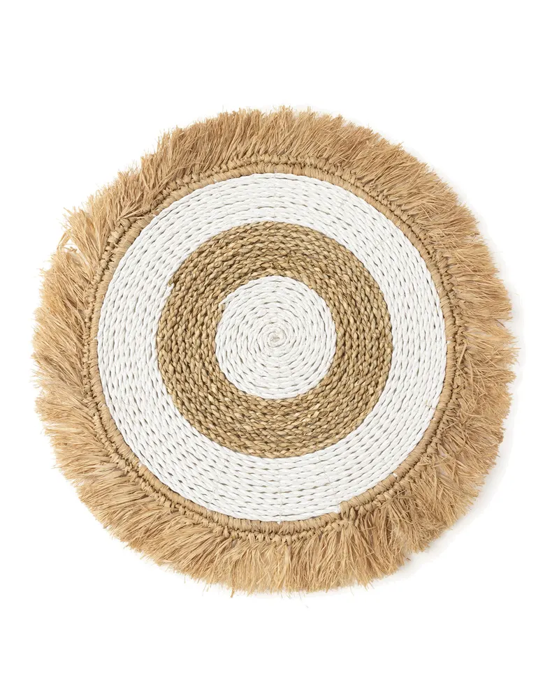 The Seagrass Raffia Placemat Platzset aus Seegras und Raffia von Bazar Bizar, Größe 45 × 45 × 1 cm, Natur / Weiß, Ansicht 1