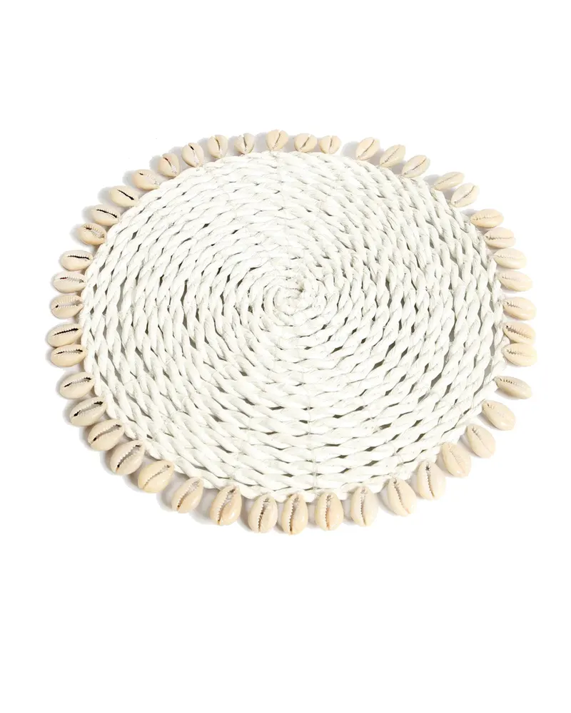 The Seagrass Shell Pan Coaster Untersetzer von Bazar Bizar, Größe 23 × 23 × 1 cm, Weiß, Ansicht 1