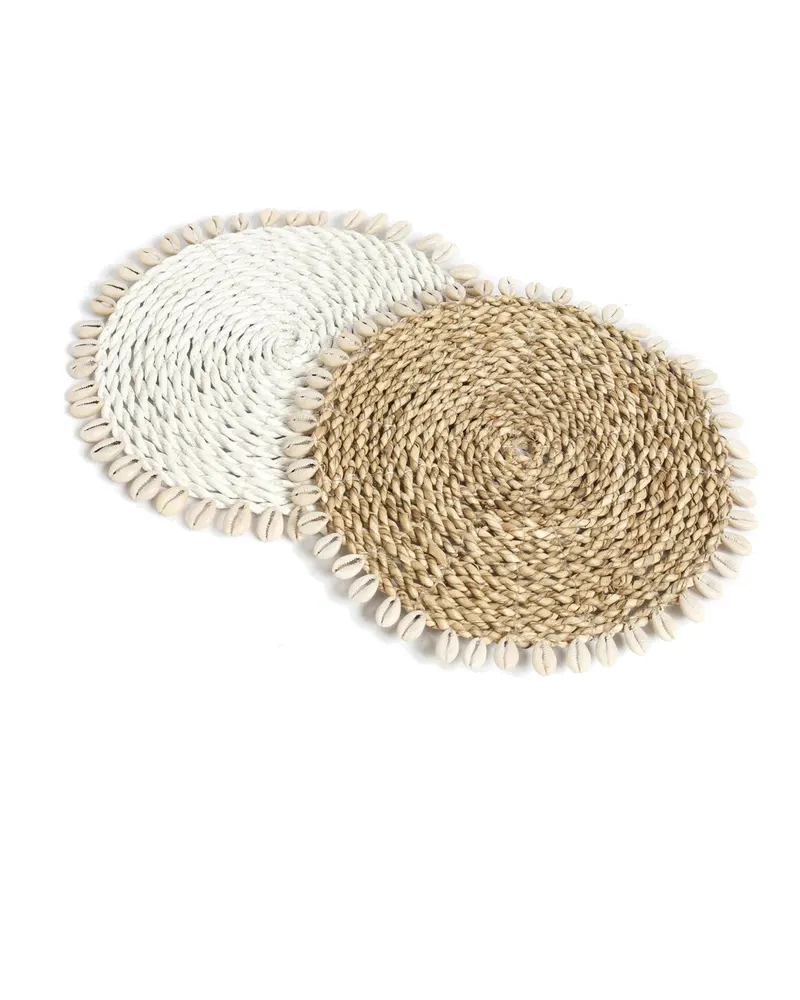 The Seagrass Shell Pan Coaster Untersetzer von Bazar Bizar, Größe 23 × 23 × 1 cm, Weiß, Ansicht 5