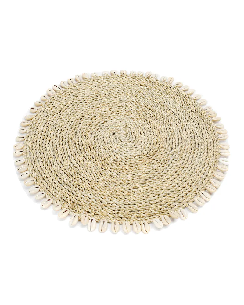 The Seagrass Shell Placemat Platzset aus Seegras und Muscheln, Weiß