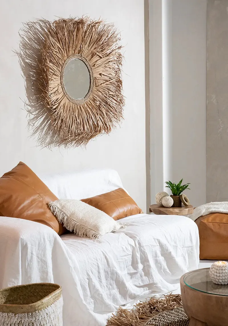The Six Panel Leather Cushion Cover Kissenbezug von Bazar Bizar, Größe 30 × 50 cm, Camel, Ansicht 5