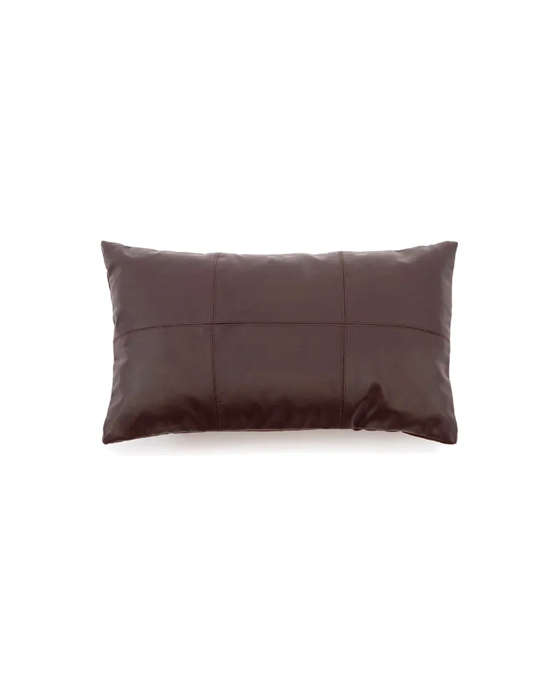 The Six Panel Leather Cushion Cover Kissenbezug, Schokoladenbraun