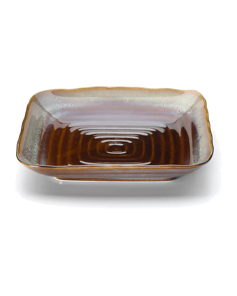 The Smoked Horizon Square Plate Keramikteller, Braun / Grau