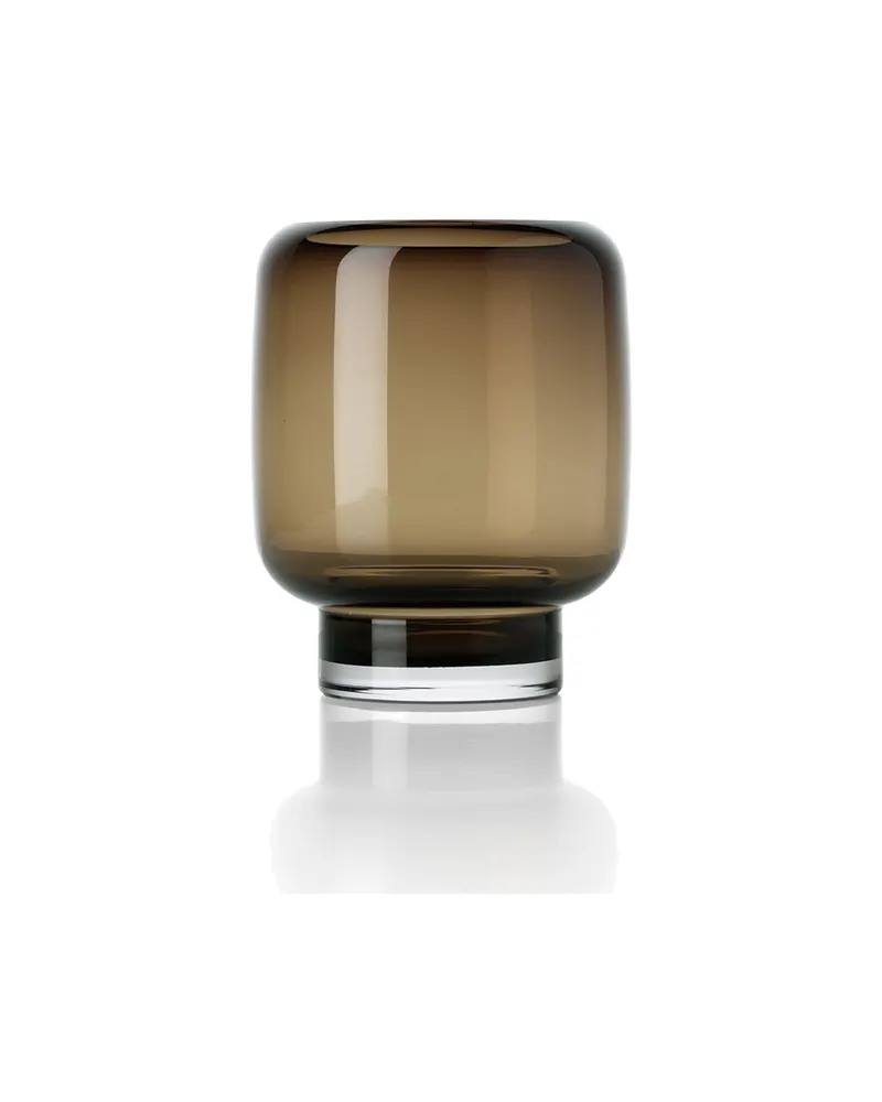 The Smoky Cube Vase, Vase aus Recyclingglas von Bazar Bizar, Größe S, Braun, Ansicht 1