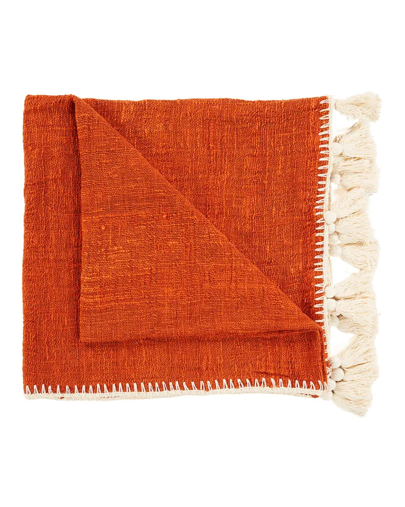 The Stitch Bed Throw Plaid aus Baumwolle, Terrakotta