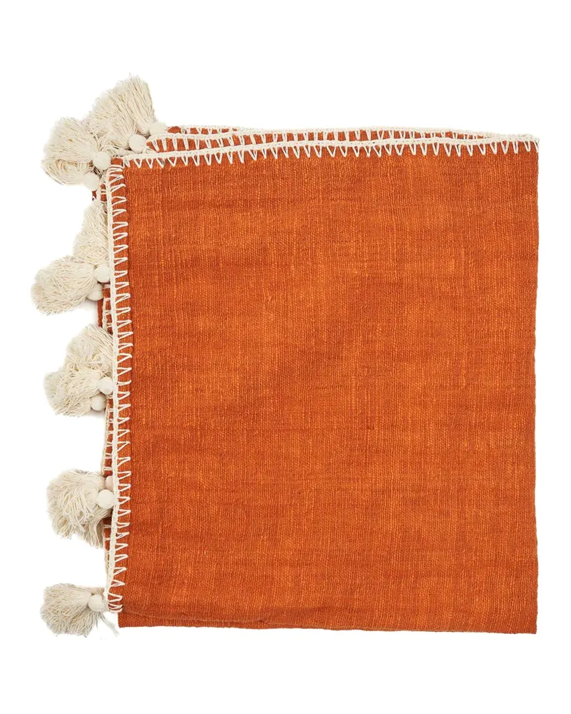 The Stitch Bed Throw Plaid aus Baumwolle von Bazar Bizar, Größe 246 × 126 cm, Terrakotta, Ansicht 5