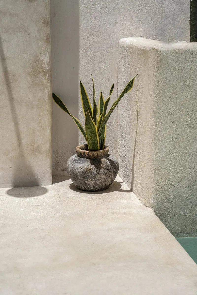 The Styly Vase, Terrakottavase mit Raffia von Bazar Bizar, Größe L, Antikgrau, Ansicht 4