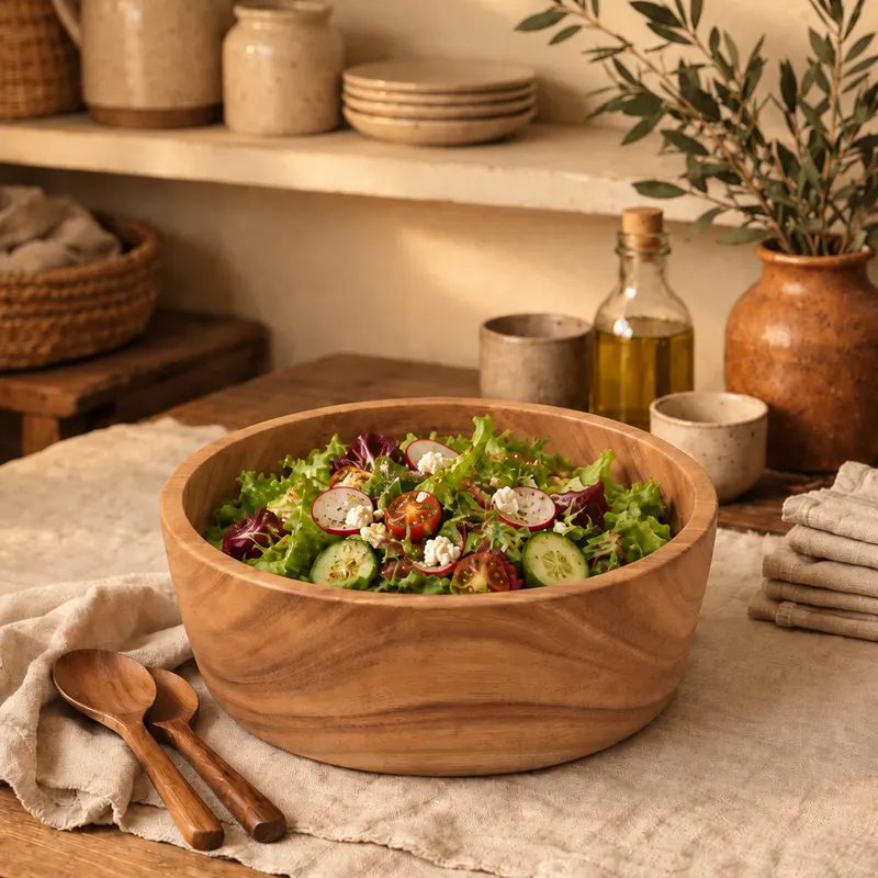 The Suar Salad Bowl Schale aus Suarholz von Bazar Bizar, Größe M, Natur, Ansicht 2