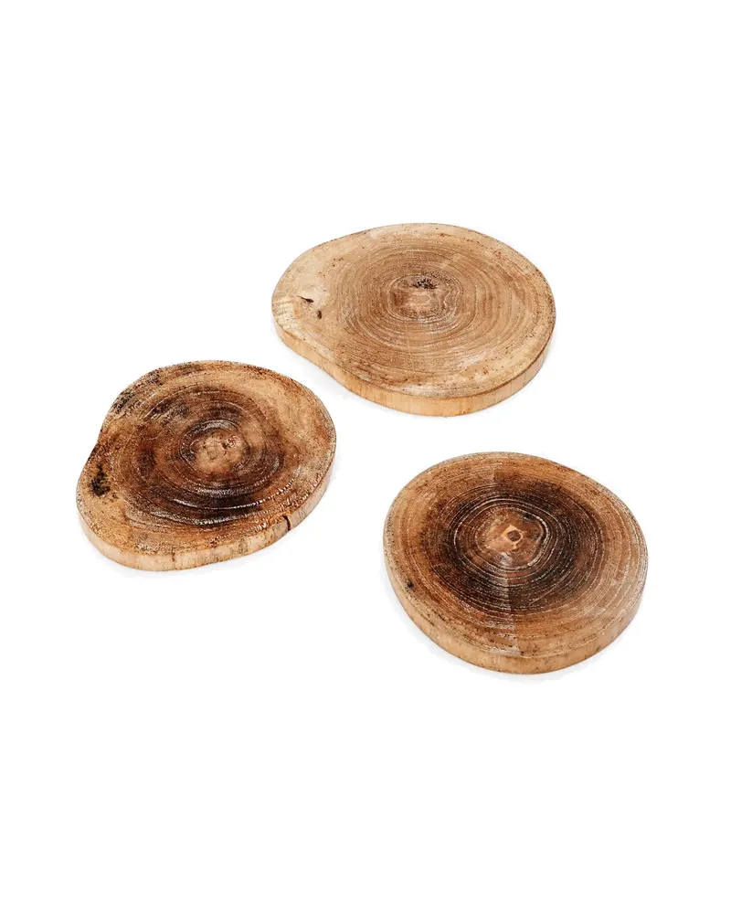 The Teak Root Boho Coaster Untersetzer aus Teakwurzelholz von Bazar Bizar, Größe 10 × 10 × 1 cm, Natur, Ansicht 5