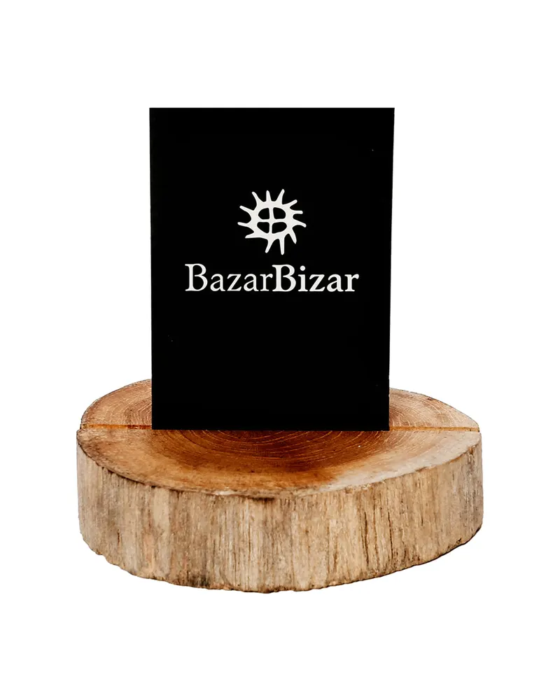 The Teak Root Card Holder Kartenhalter aus Teakwurzelholz von Bazar Bizar, Größe 8 × 8 × 2 cm, Natur, Ansicht 1