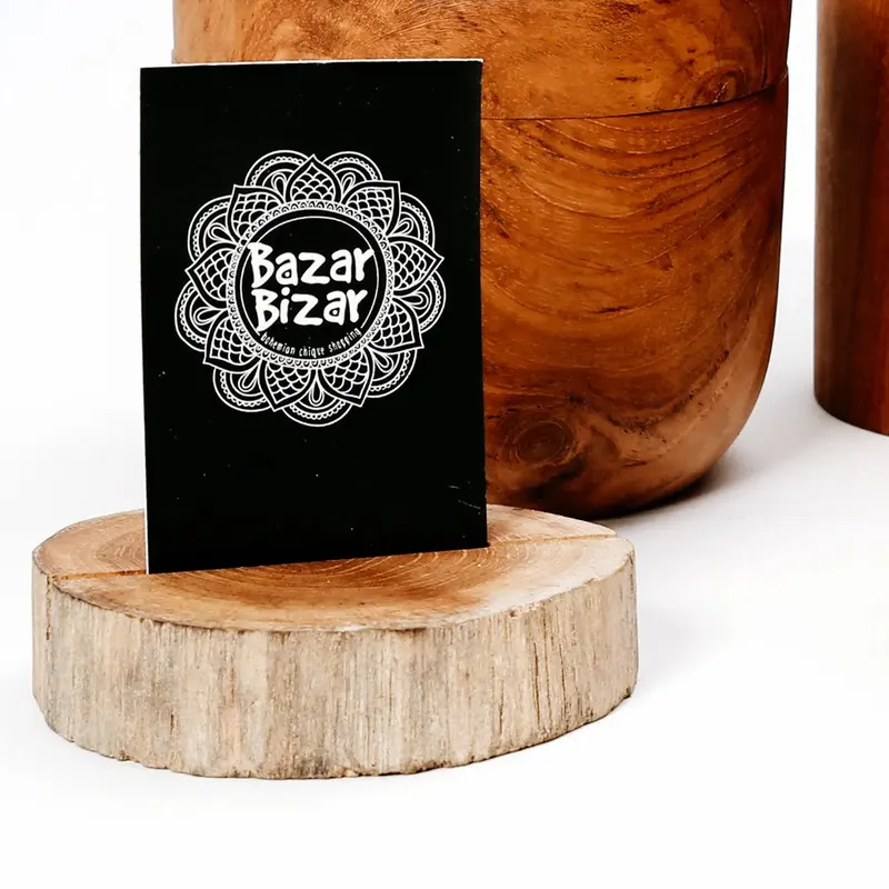 The Teak Root Card Holder Kartenhalter aus Teakwurzelholz von Bazar Bizar, Größe 8 × 8 × 2 cm, Natur, Ansicht 4