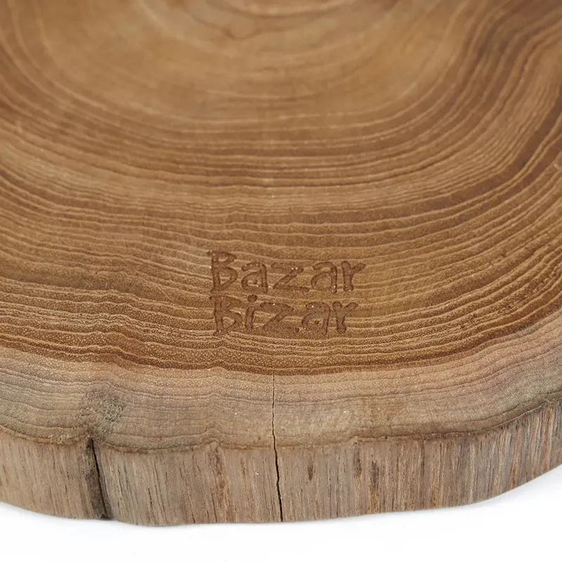 The Teak Root Cutting Board Schneidbrett aus Teakwurzelholz von Bazar Bizar, Größe 34 × 34 × 2 cm, Natur, Ansicht 5