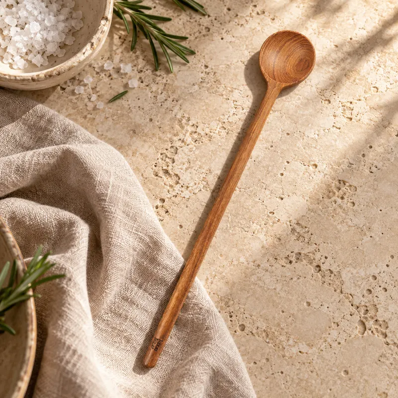The Teak Root Flat Dosage Spoon, Dosierlöffel aus Teakwurzelholz von Bazar Bizar, Größe 19 × 3 × 1 cm, Natur, Ansicht 2