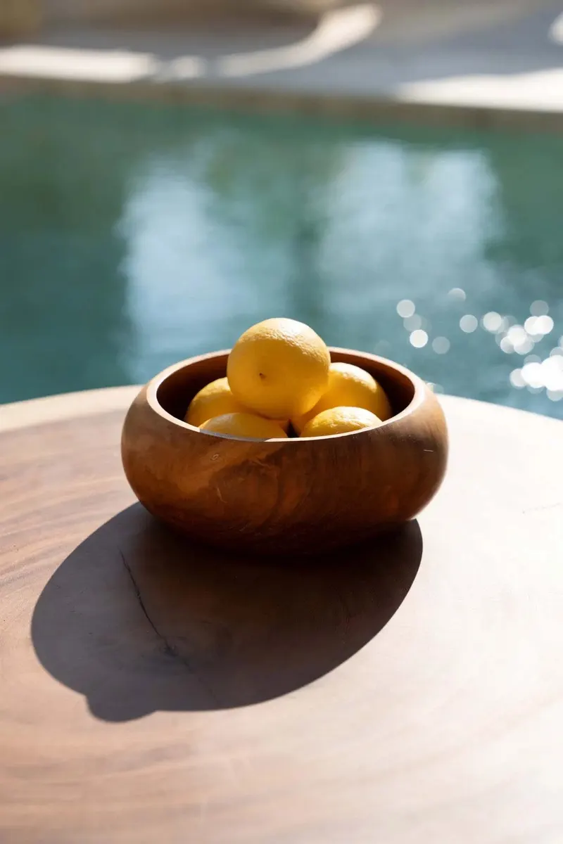 The Teak Root Fruit Bowl, Schale aus Teakwurzelholz von Bazar Bizar, Größe 20 × 20 × 8 cm, Natur, Ansicht 2