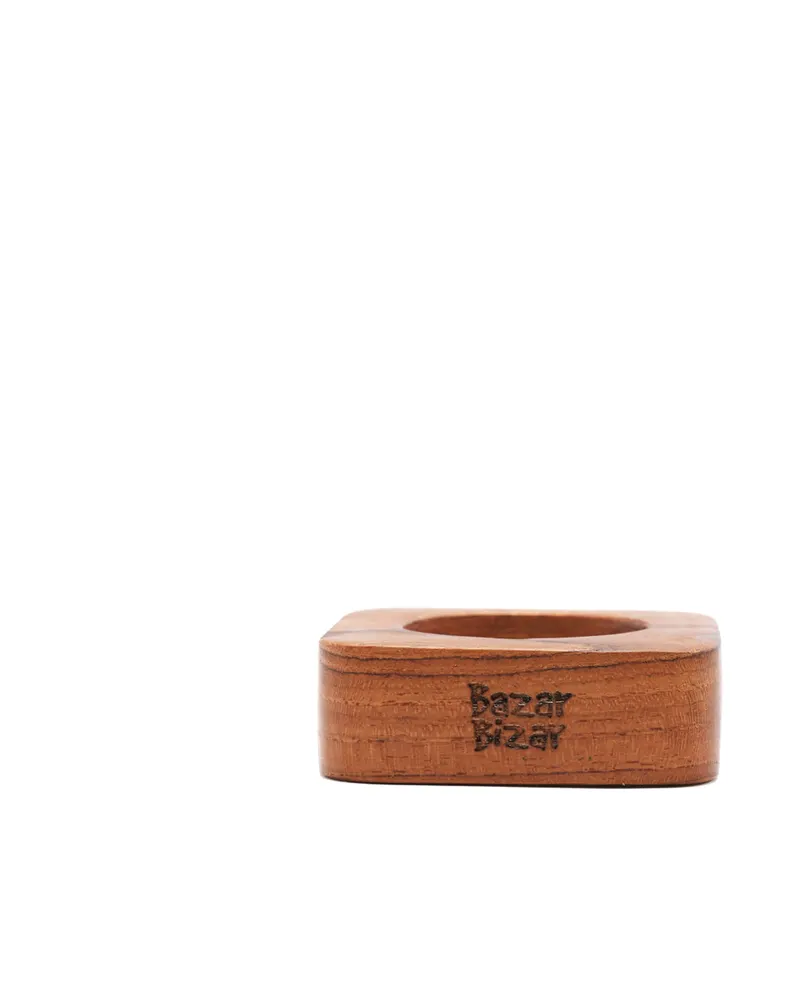 The Teak Root Napkin Rings Serviettenring aus Teakwurzelholz von Bazar Bizar, Größe 6 × 6 × 2 cm, Natur, Ansicht 5