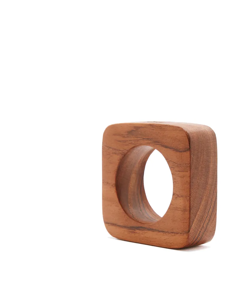 The Teak Root Napkin Rings Serviettenring aus Teakwurzelholz von Bazar Bizar, Größe 6 × 6 × 2 cm, Natur, Ansicht 6