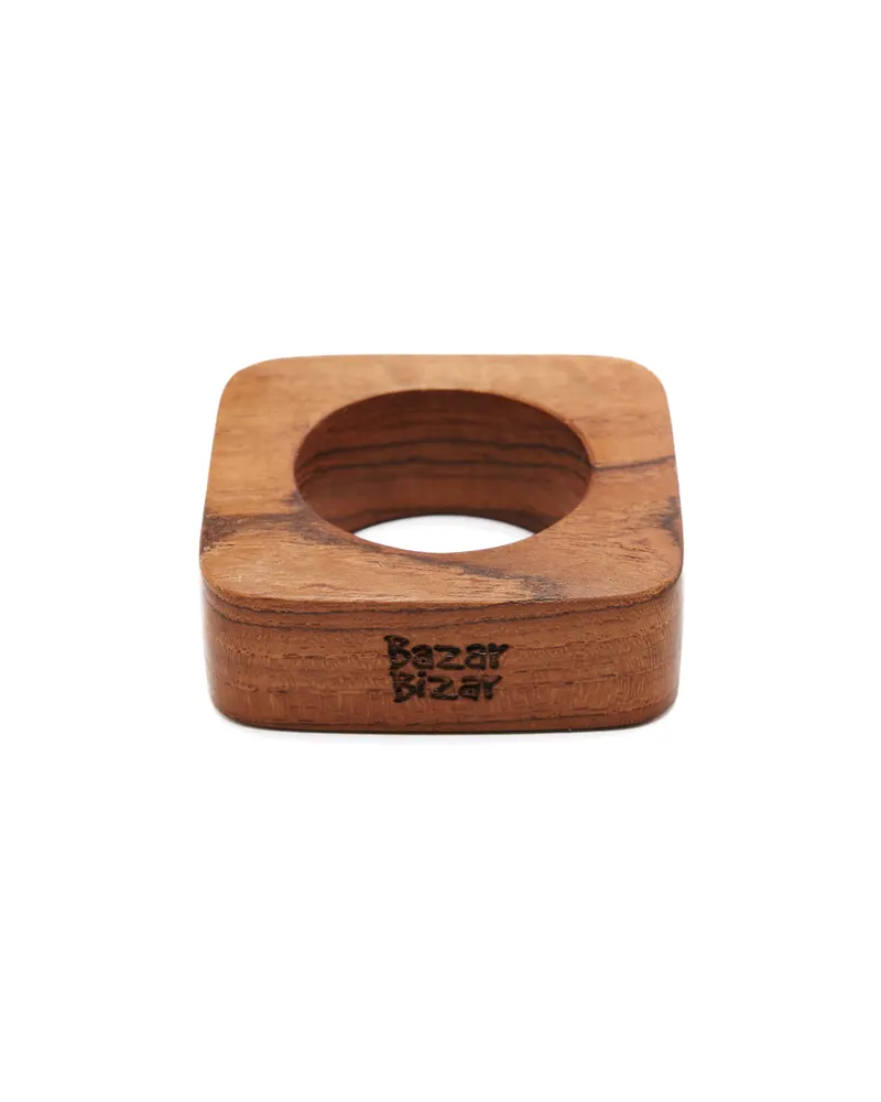 The Teak Root Napkin Rings Serviettenring aus Teakwurzelholz von Bazar Bizar, Größe 6 × 6 × 2 cm, Natur, Ansicht 7