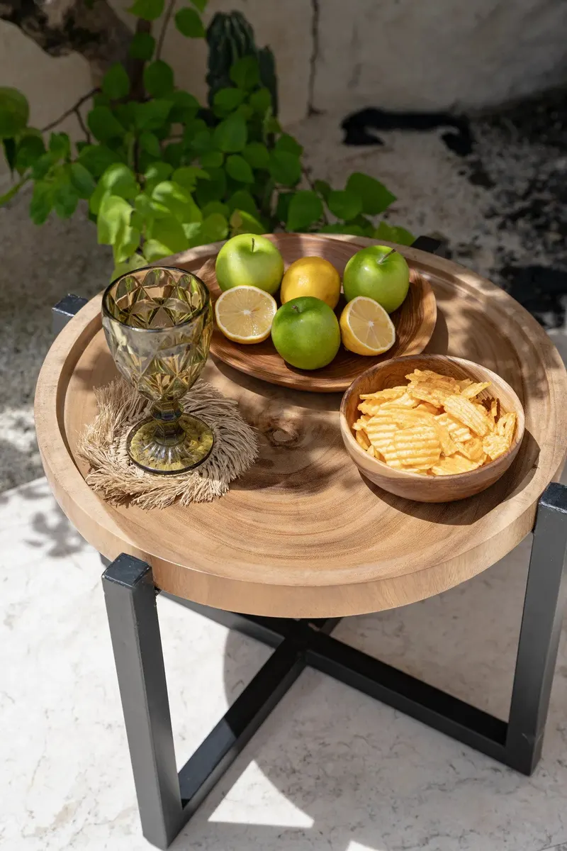 The Teak Root Organic Plate Teller aus Teakwurzelholz von Bazar Bizar, Größe 25 × 25 × 3 cm, Natur, Ansicht 4