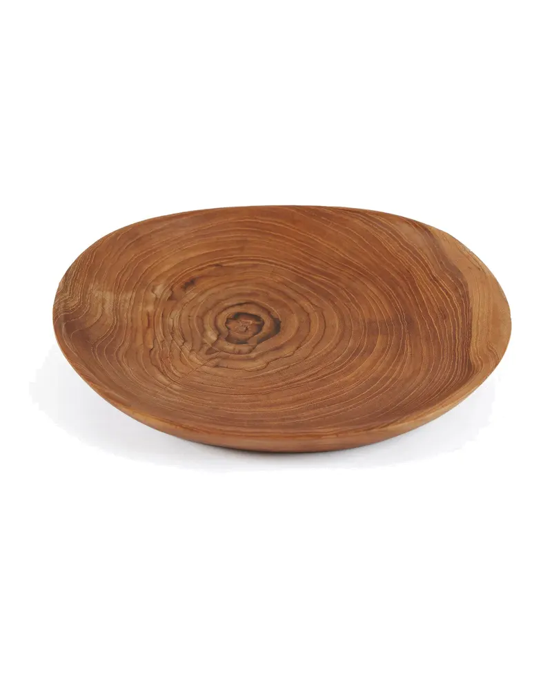 The Teak Root Organic Plate Teller aus Teakwurzelholz von Bazar Bizar, Größe 25 × 25 × 3 cm, Natur, Ansicht 5