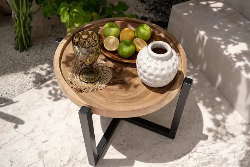 The Teak Root Organic Plate Teller aus Teakwurzelholz von Bazar Bizar, Größe 25 × 25 × 3 cm, Natur, Ansicht 8