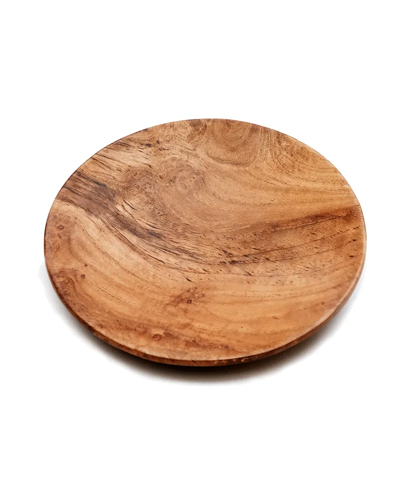 Holzteller Teak Root Round Plate, XS bis XL von Bazar Bizar, Größe M, Natur, Ansicht 1