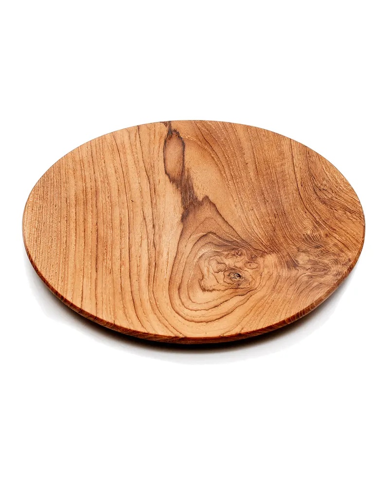 Holzteller Teak Root Round Plate, XS bis XL von Bazar Bizar, Größe L, Natur, Ansicht 1