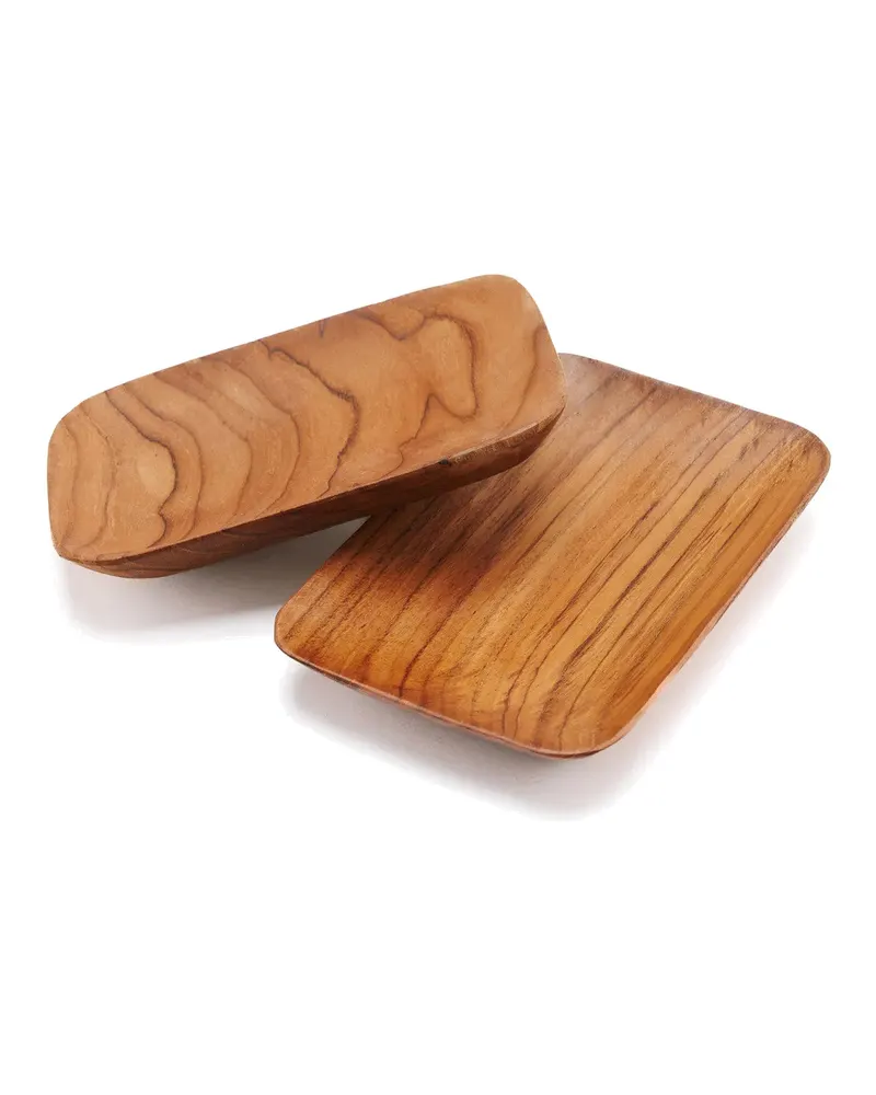 The Teak Root Side Dish Serviergeschirr aus Teakwurzelholz von Bazar Bizar, Größe 13 × 9 × 2 cm, Natur, Ansicht 8