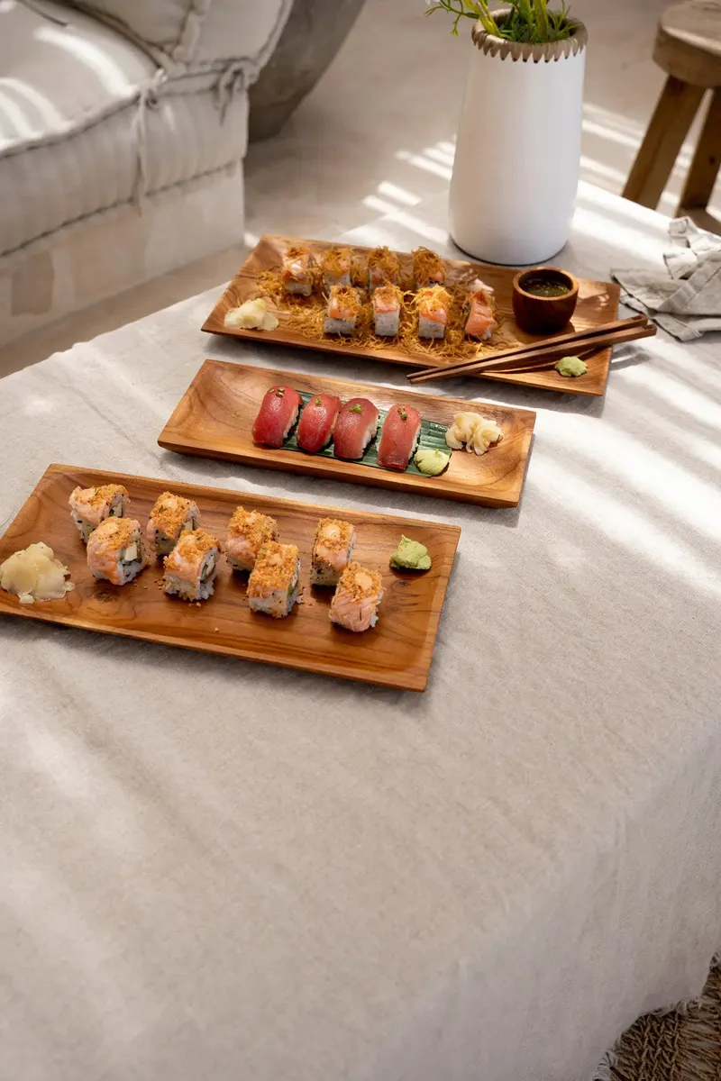 The Teak Root Sushi Plate Servierplatte aus Teakwurzelholz von Bazar Bizar, Größe S, Natur, Ansicht 4