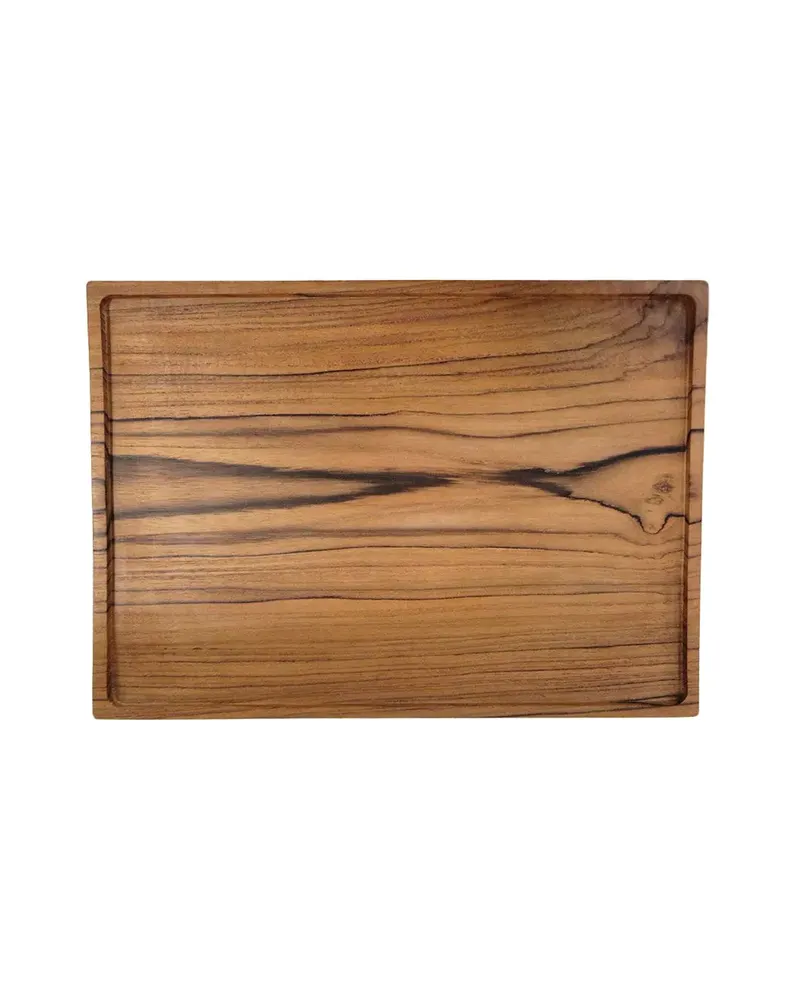 The Teak Serving Plate Servierplatte aus Teakholz von Bazar Bizar, Größe 35 × 25 × 4 cm, Natur, Ansicht 3