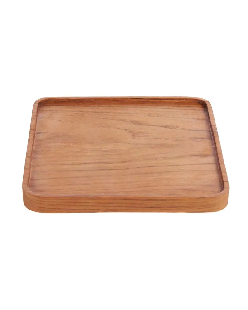The Teak Square Plate Teller aus Teakholz von Bazar Bizar, Größe M, Natur, Ansicht 2