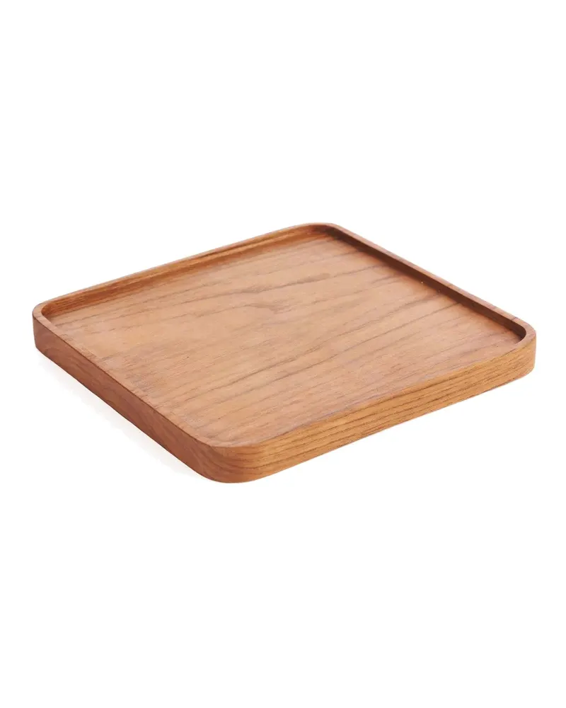 The Teak Square Plate Teller aus Teakholz von Bazar Bizar, Größe M, Natur, Ansicht 3