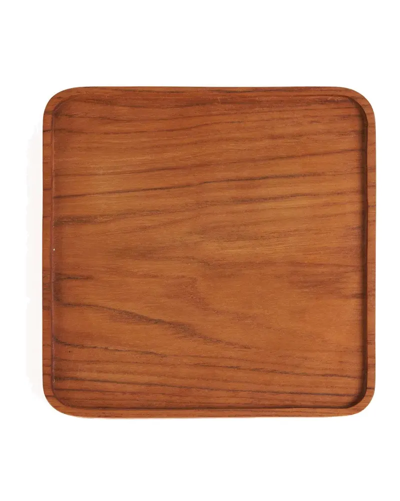 The Teak Square Plate Teller aus Teakholz von Bazar Bizar, Größe S, Natur, Ansicht 2