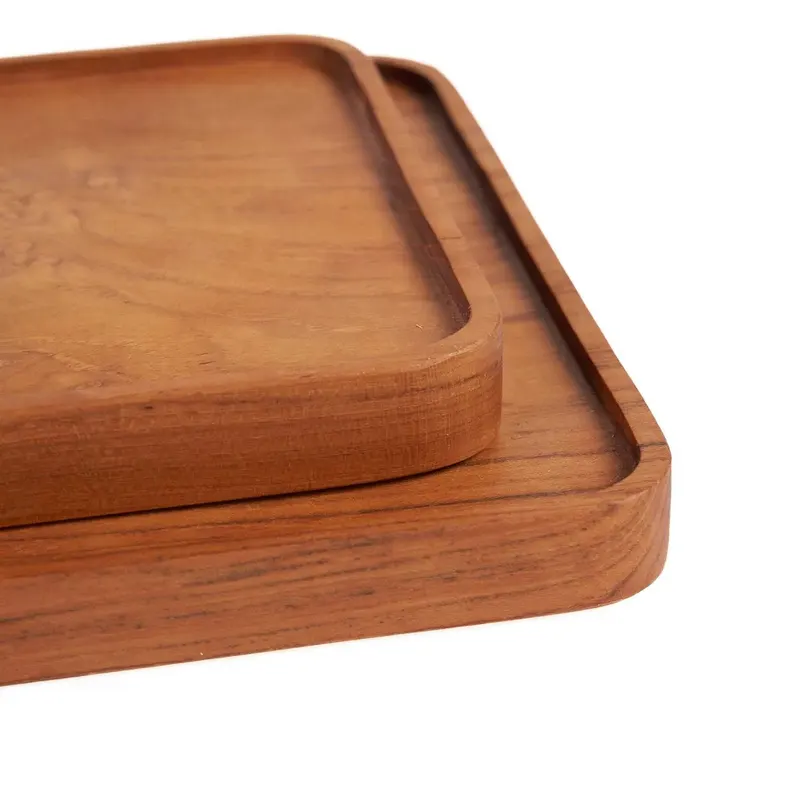 The Teak Square Plate Teller aus Teakholz von Bazar Bizar, Größe S, Natur, Ansicht 3