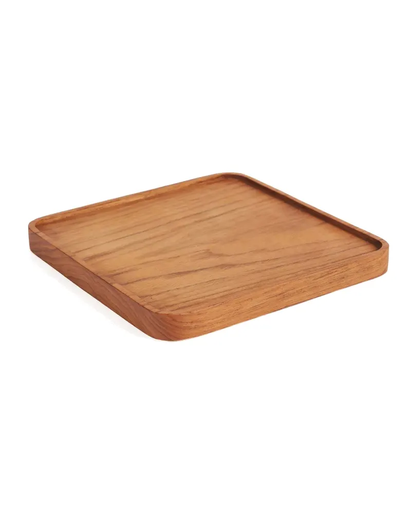The Teak Square Plate Teller aus Teakholz von Bazar Bizar, Größe S, Natur, Ansicht 4