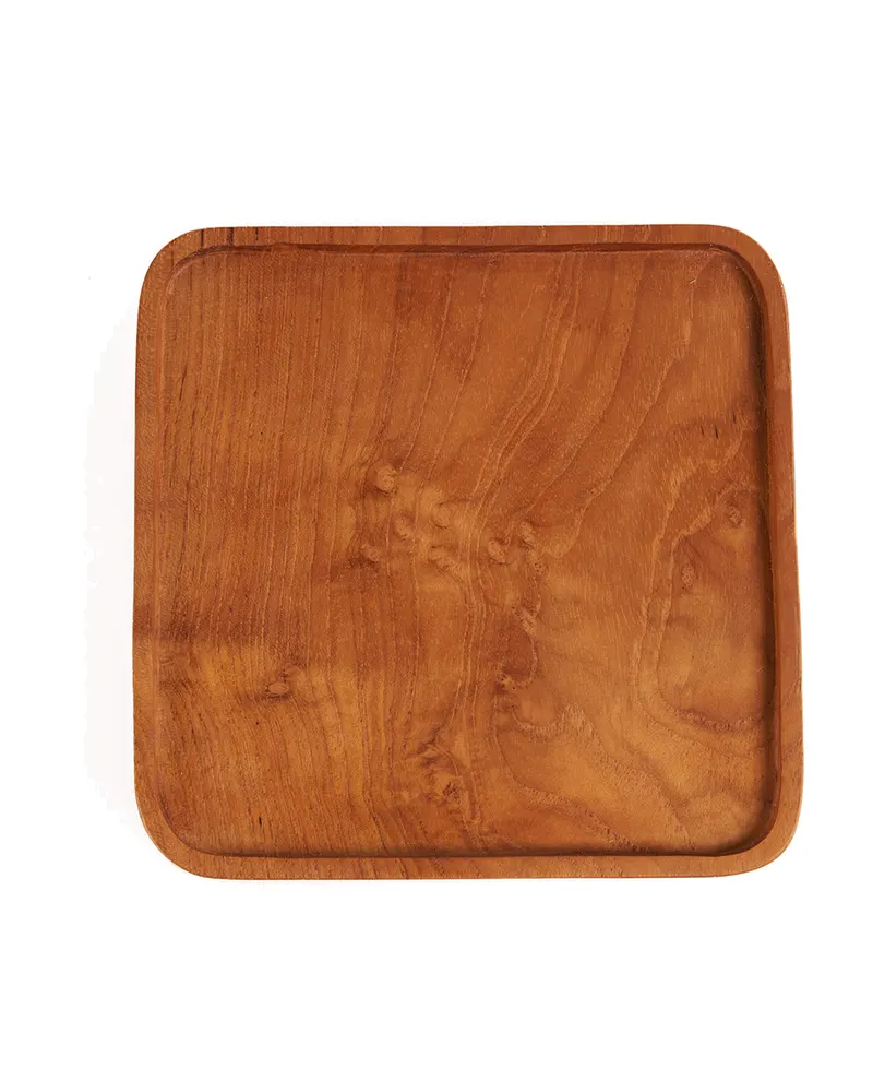 The Teak Square Plate Teller aus Teakholz, Natur