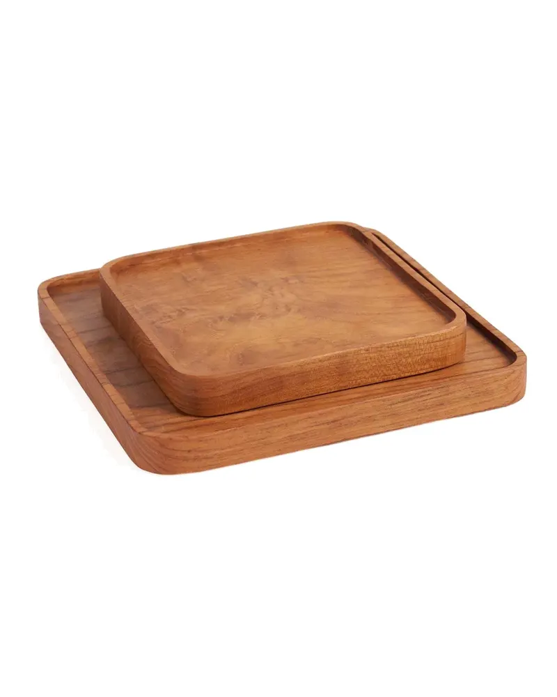 The Teak Square Plate Teller aus Teakholz von Bazar Bizar, Größe XS, Natur, Ansicht 4