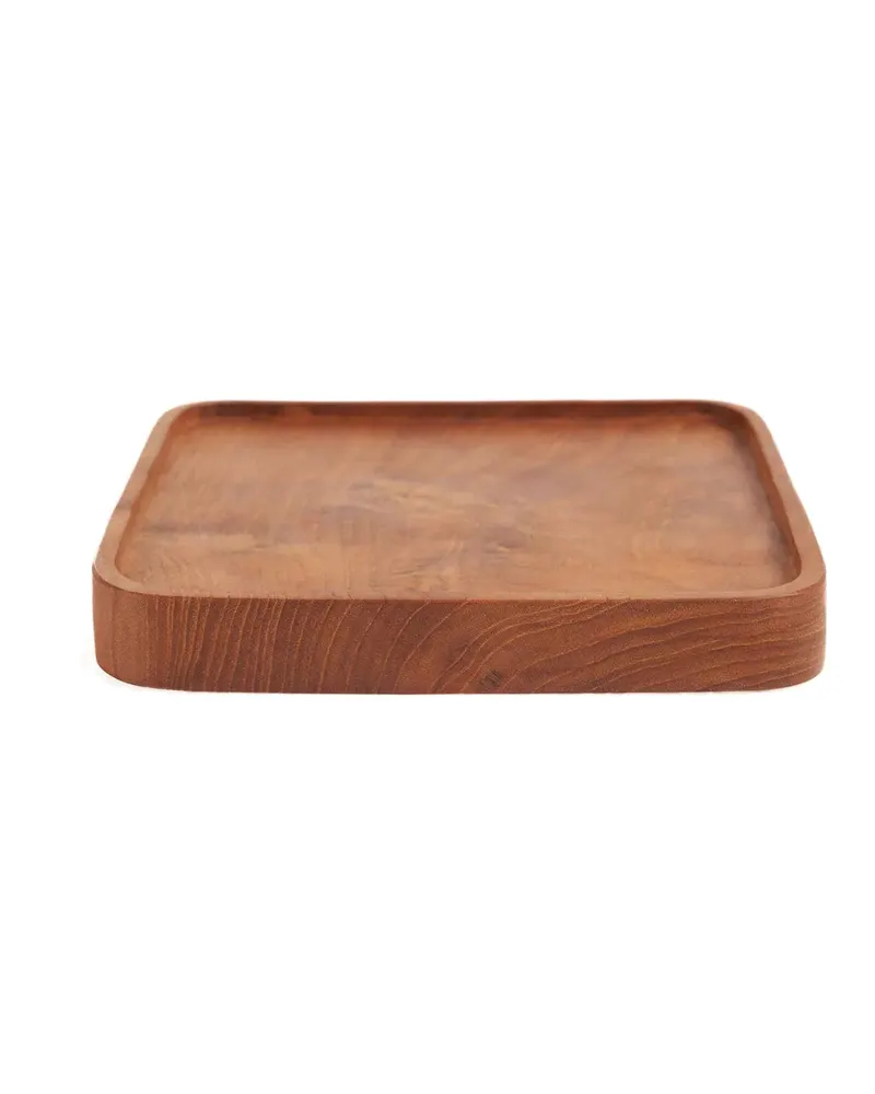 The Teak Square Plate Teller aus Teakholz von Bazar Bizar, Größe XS, Natur, Ansicht 5