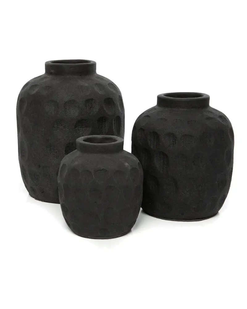 The Trendy Vase aus Terrakotta von Bazar Bizar, Größe S, Schwarz, Ansicht 3
