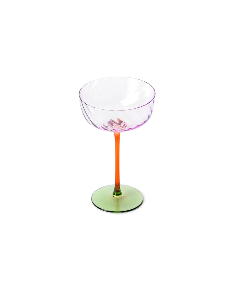 The Trio-Tone Coupe Trinkglas aus Recyclingglas von Bazar Bizar, Größe 10 × 10 × 17 cm, Grün / Bernstein / Violett, Ansicht 4