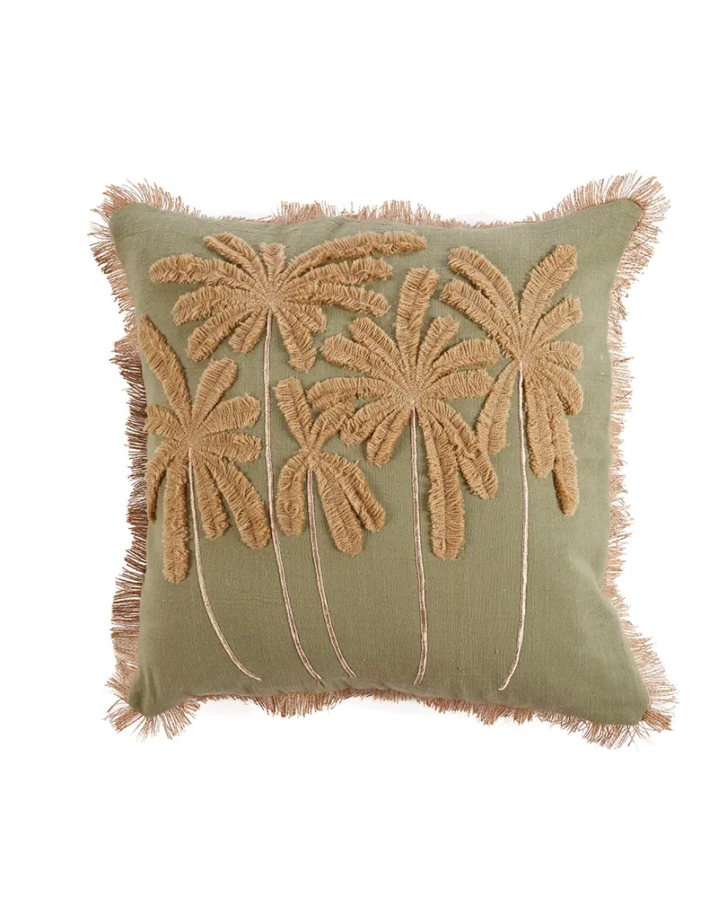 The Tropical Breeze Cushion Cover Kissenbezug aus Baumwolle, Waldgrün