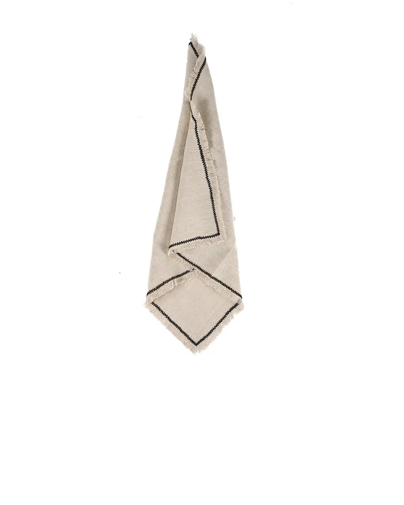 The Tuscany Napkin Leinserviette, Natur / Schwarz