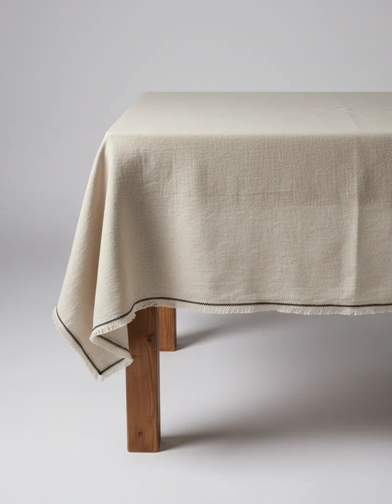 The Tuscany Tablecloth Leinentischdecke von Bazar Bizar, Größe 150 × 300 cm, Natur / Schwarz, Ansicht 4