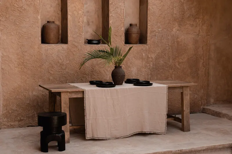 The Tuscany Tablecloth Leinentischdecke von Bazar Bizar, Größe 150 × 300 cm, Natur / Schwarz, Ansicht 5