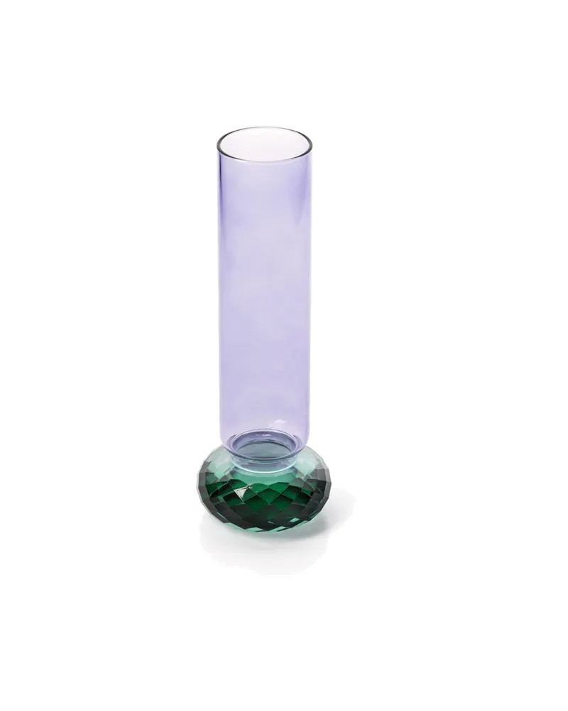 The Violet Quartz Vase, Vase aus Recyclingglas von Bazar Bizar, Größe 9 × 9 × 19 cm, Violett / Grün, Ansicht 2